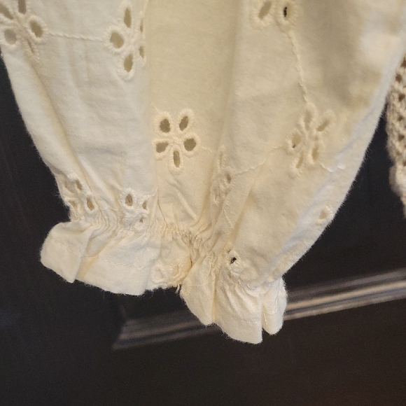 Next Kids 100% Cotton Cream Knit Top with Floral Collar - Picture 4 of 6